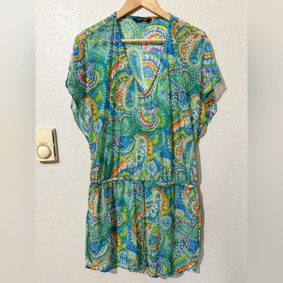 Lauren Ralph Lauren Medium Carnivale Paisley Mesh Swimsuit Cover Up Dress - Picture 1 of 9
